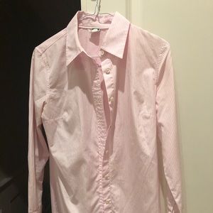 J Crew pink & white striped blouse